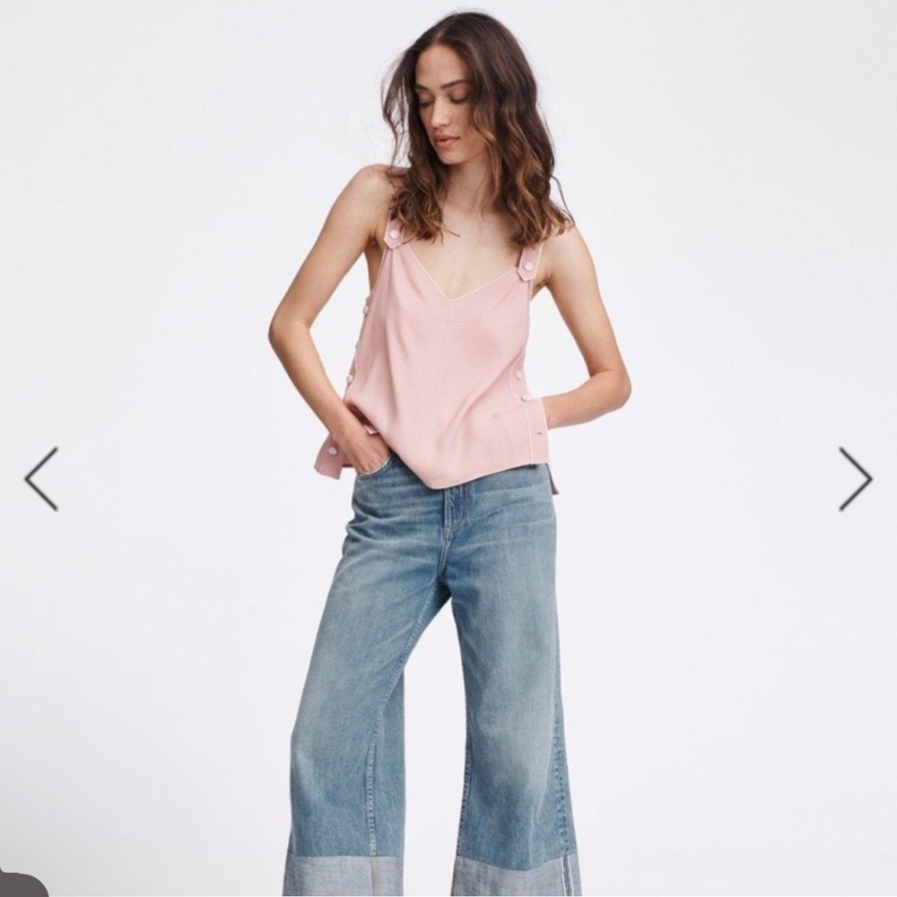 Rag and Bone Women's Tia Tank Viscose Twill Top Peach Pink Medium